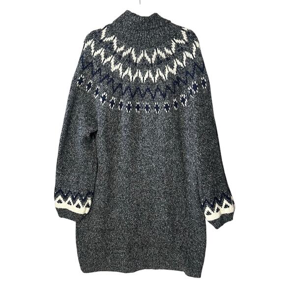 Old Navy Fair Isle Sweater Dress Size XXL Gray Knit Long Sleeve Cowl Turtleneck - Picture 2 of 13